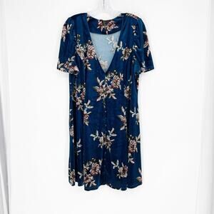 Forever 21 Short Sleeve Floral Velvet Dress Size 3X